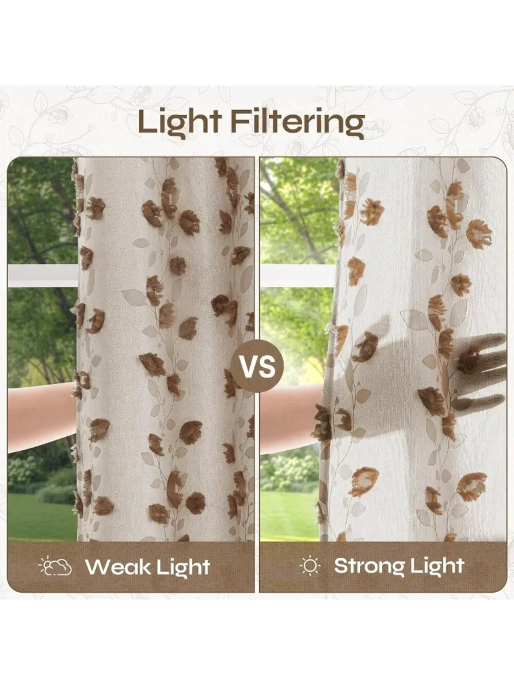 Cozy Brown Linen Curtains for Living Room - 84